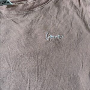 Pink T-Shirt with Embroidered 'Love'
